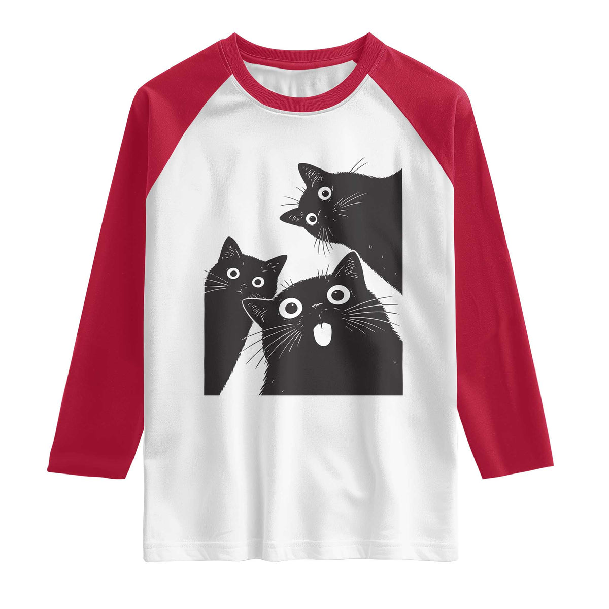 Funny Japanese Black Cat Is Watching You Raglan Shirt Cat Lover