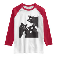 Funny Japanese Black Cat Is Watching You Raglan Shirt Cat Lover