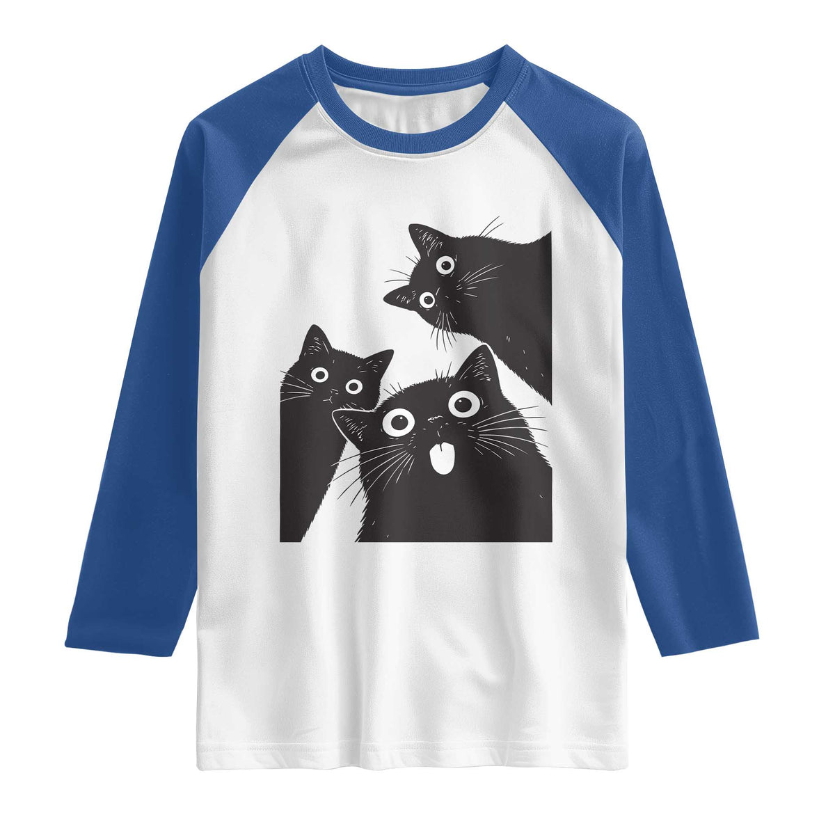 Funny Japanese Black Cat Is Watching You Raglan Shirt Cat Lover