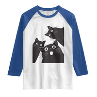 Funny Japanese Black Cat Is Watching You Raglan Shirt Cat Lover