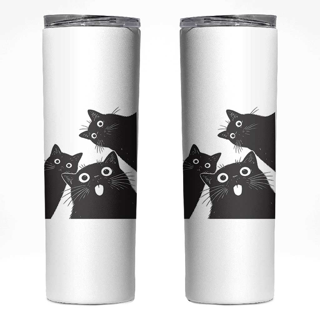 Funny Japanese Black Cat Is Watching You Skinny Tumbler Cat Lover