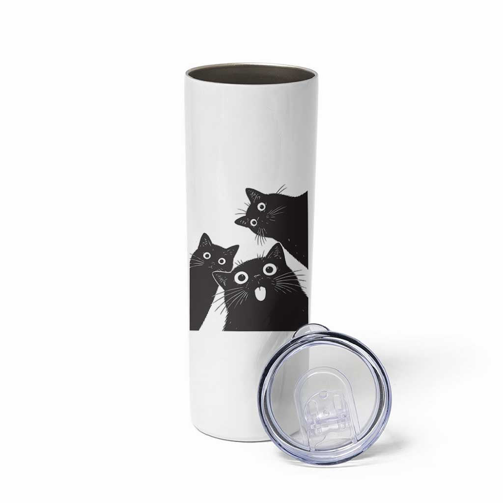 Funny Japanese Black Cat Is Watching You Skinny Tumbler Cat Lover