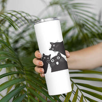 Funny Japanese Black Cat Is Watching You Skinny Tumbler Cat Lover