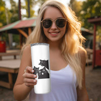 Funny Japanese Black Cat Is Watching You Skinny Tumbler Cat Lover
