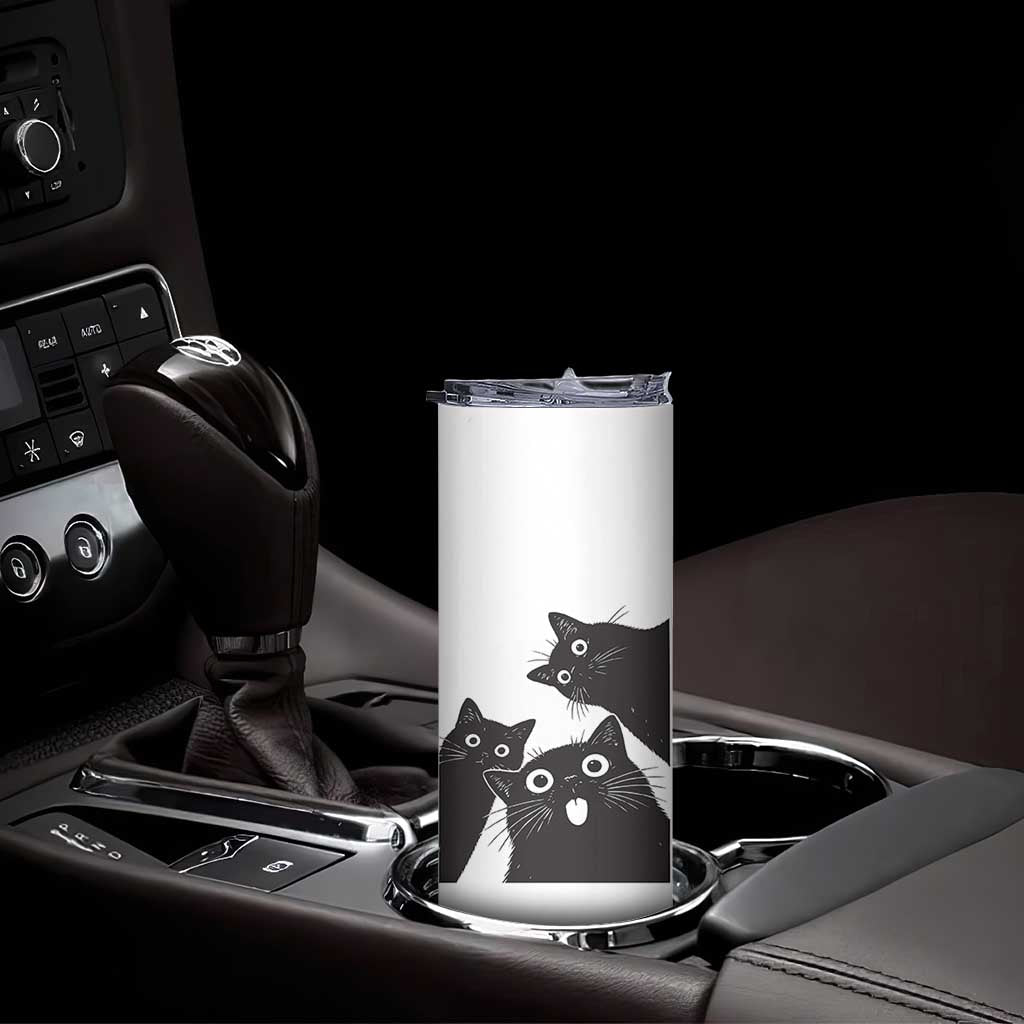 Funny Japanese Black Cat Is Watching You Skinny Tumbler Cat Lover