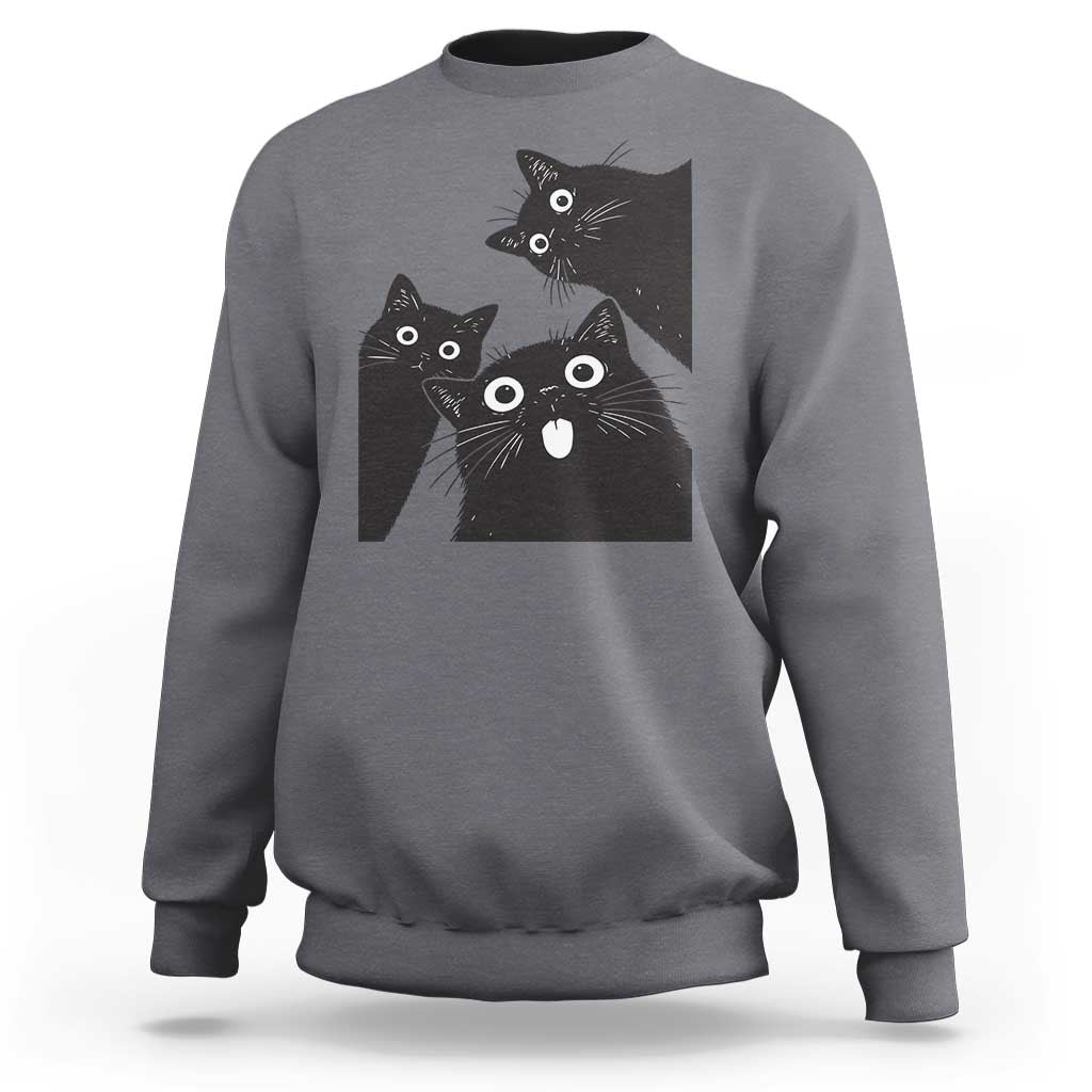 Funny Japanese Black Cat Is Watching You Sweatshirt Cat Lover