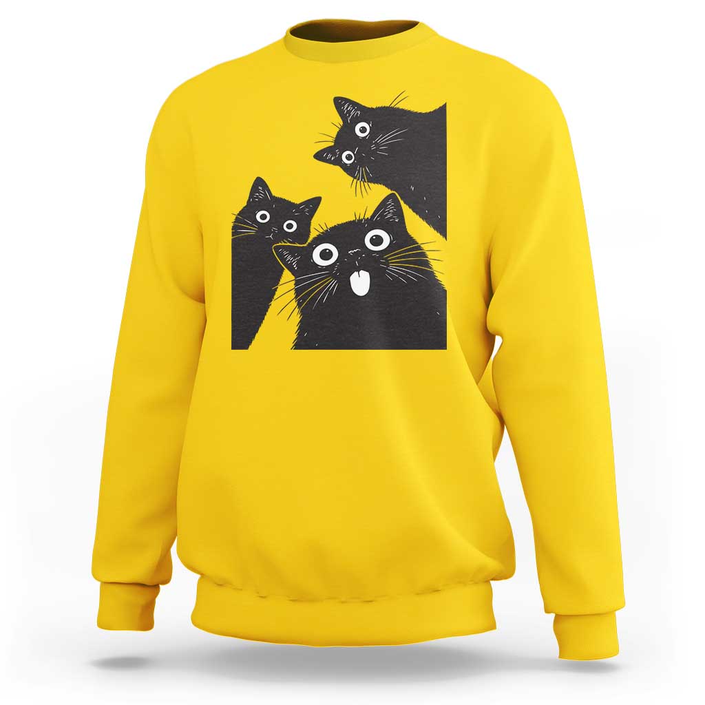 Funny Japanese Black Cat Is Watching You Sweatshirt Cat Lover