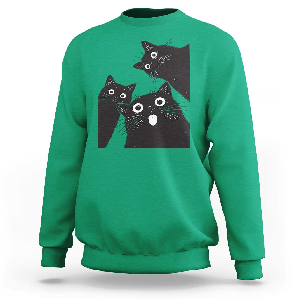 Funny Japanese Black Cat Is Watching You Sweatshirt Cat Lover