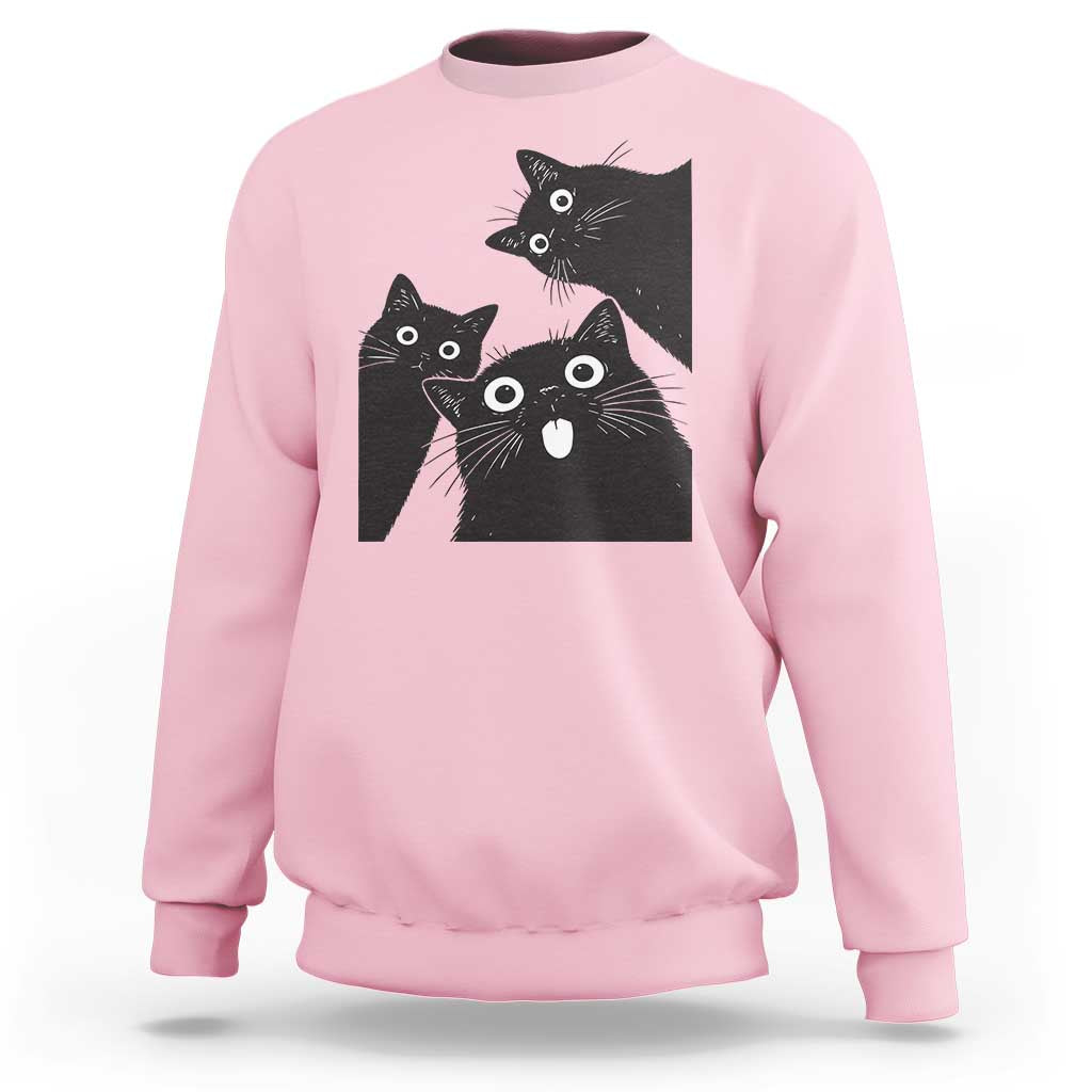 Funny Japanese Black Cat Is Watching You Sweatshirt Cat Lover