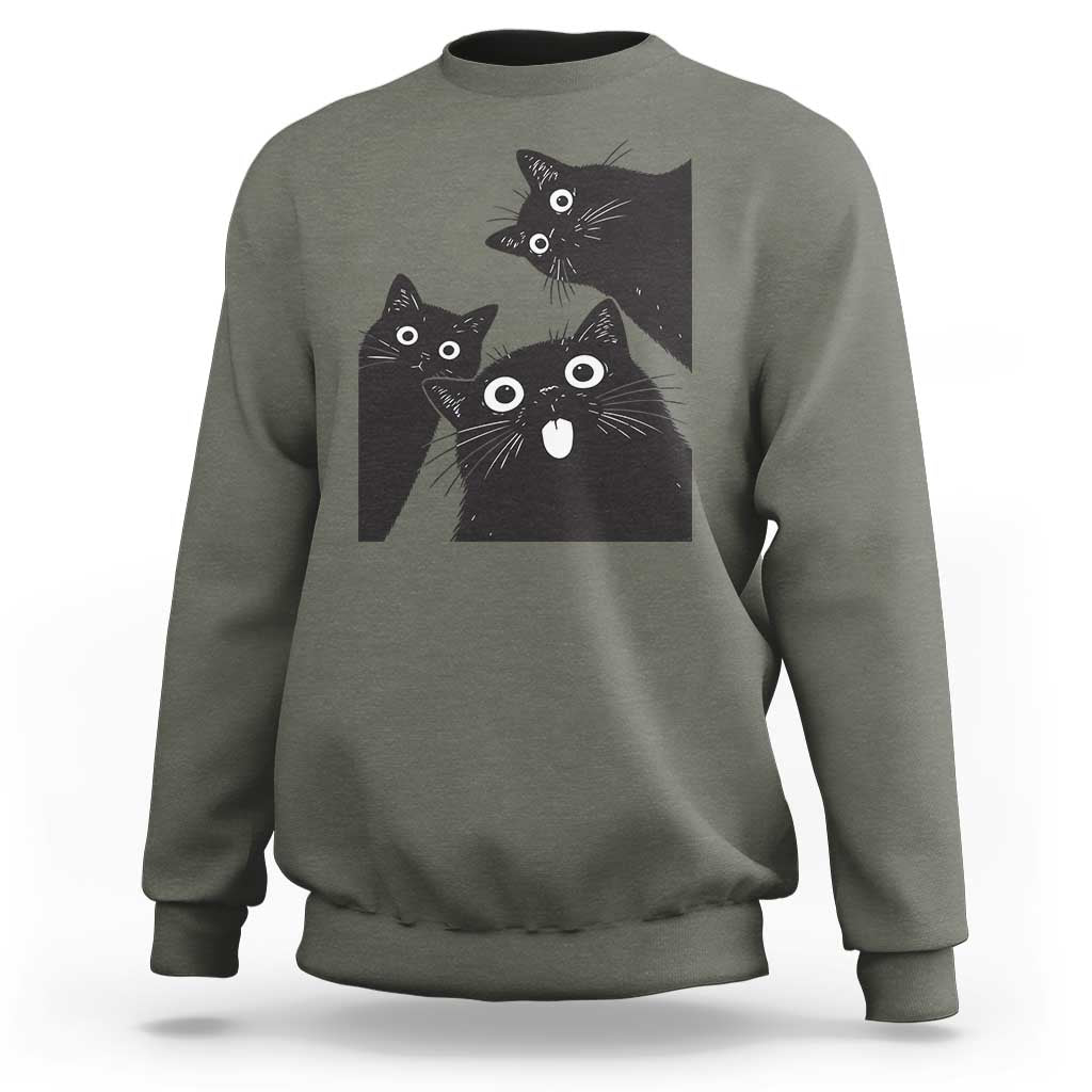 Funny Japanese Black Cat Is Watching You Sweatshirt Cat Lover