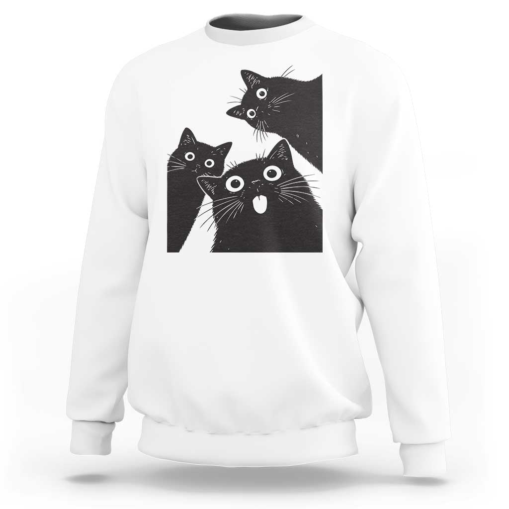 Funny Japanese Black Cat Is Watching You Sweatshirt Cat Lover