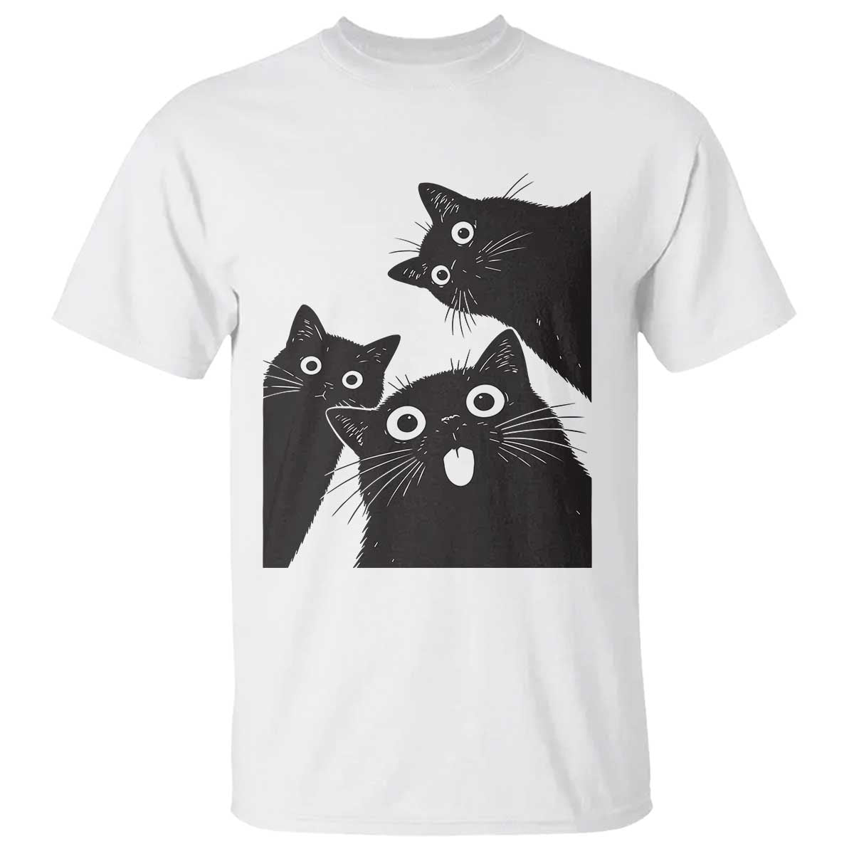 Funny Japanese Black Cat Is Watching You T Shirt Cat Lover