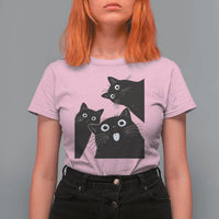 Funny Japanese Black Cat Is Watching You T Shirt For Women Cat Lover