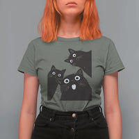 Funny Japanese Black Cat Is Watching You T Shirt For Women Cat Lover