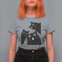 Funny Japanese Black Cat Is Watching You T Shirt For Women Cat Lover