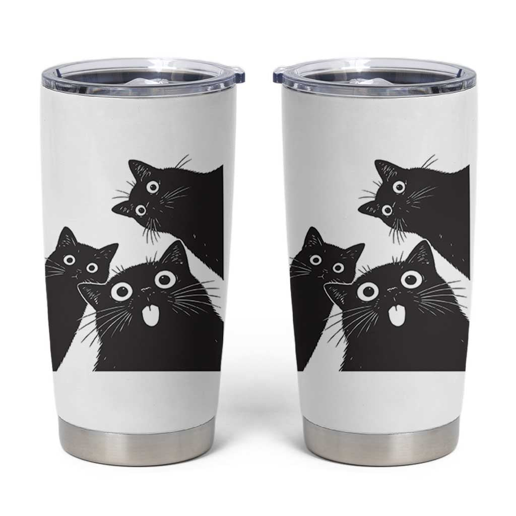 Funny Japanese Black Cat Is Watching You Tumbler Cup Cat Lover
