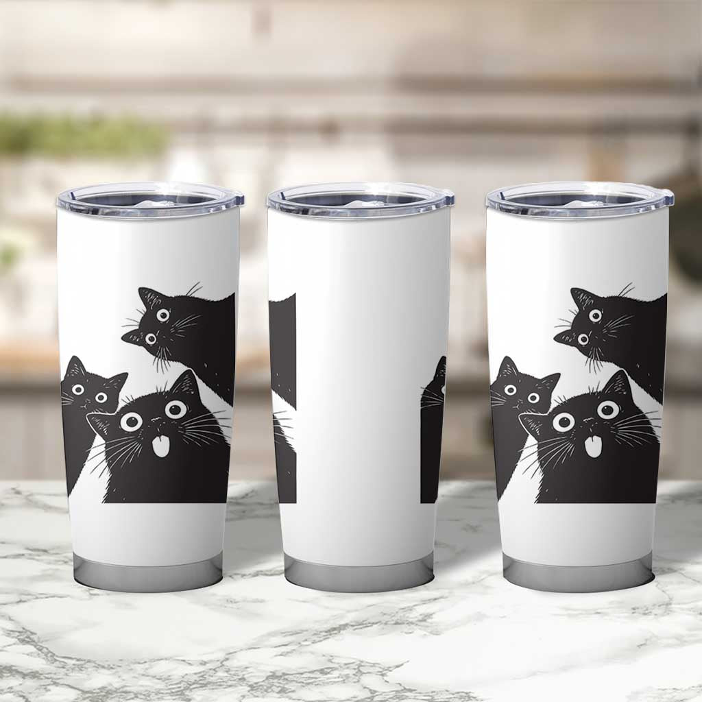 Funny Japanese Black Cat Is Watching You Tumbler Cup Cat Lover