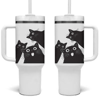 Funny Japanese Black Cat Is Watching You Tumbler With Handle Cat Lover