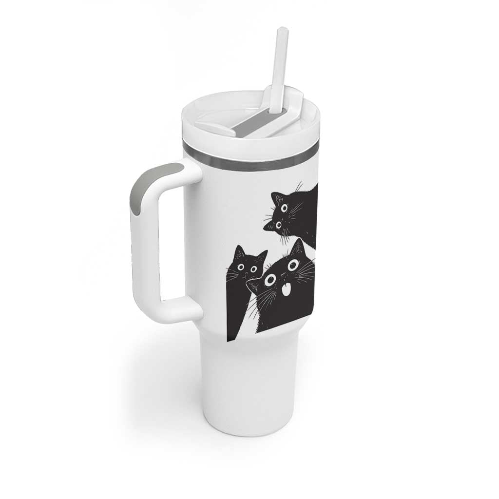 Funny Japanese Black Cat Is Watching You Tumbler With Handle Cat Lover