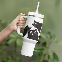 Funny Japanese Black Cat Is Watching You Tumbler With Handle Cat Lover