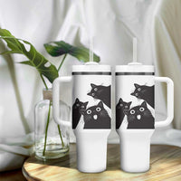 Funny Japanese Black Cat Is Watching You Tumbler With Handle Cat Lover