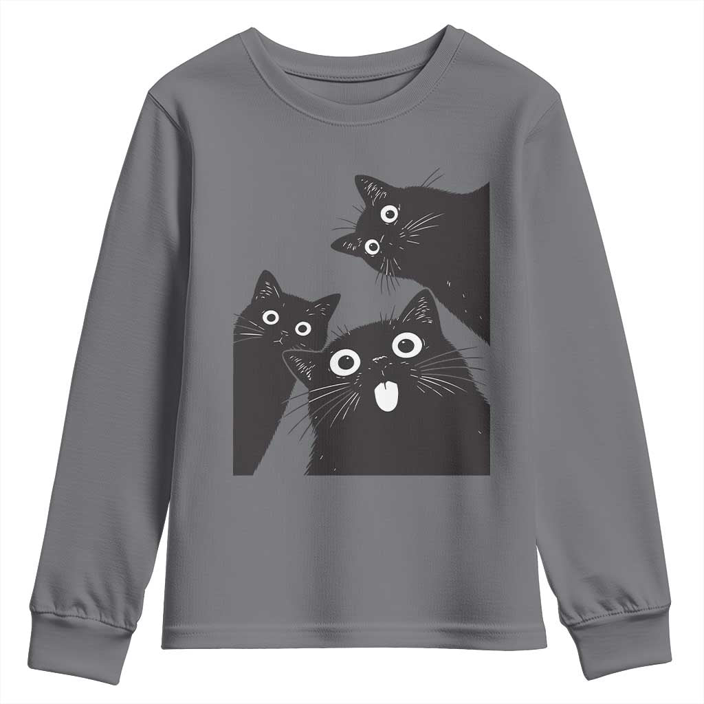 Funny Japanese Black Cat Is Watching You Youth Sweatshirt Cat Lover