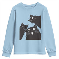 Funny Japanese Black Cat Is Watching You Youth Sweatshirt Cat Lover