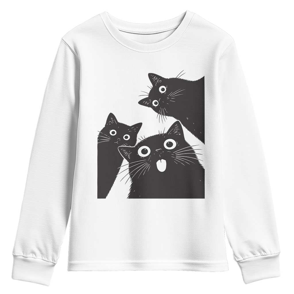Funny Japanese Black Cat Is Watching You Youth Sweatshirt Cat Lover