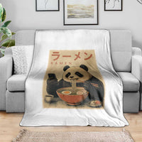 Funny Panda Eating Ramen Scrolling Phone Throw Blanket Japanese Art Aesthetic