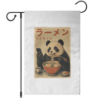 Funny Panda Eating Ramen Scrolling Phone Garden Flag Japanese Art Aesthetic