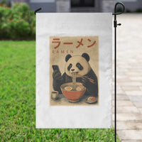 Funny Panda Eating Ramen Scrolling Phone Garden Flag Japanese Art Aesthetic