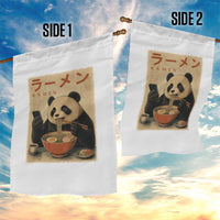 Funny Panda Eating Ramen Scrolling Phone Garden Flag Japanese Art Aesthetic
