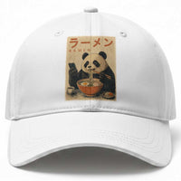 Funny Panda Eating Ramen Scrolling Phone Baseball Cap Japanese Art Aesthetic