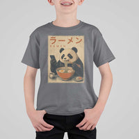 Funny Panda Eating Ramen Scrolling Phone T Shirt For Kid Japanese Art Aesthetic