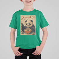 Funny Panda Eating Ramen Scrolling Phone T Shirt For Kid Japanese Art Aesthetic