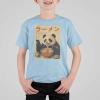 Funny Panda Eating Ramen Scrolling Phone T Shirt For Kid Japanese Art Aesthetic
