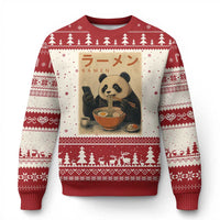 Funny Panda Eating Ramen Scrolling Phone Ugly Christmas Sweater Japanese Art Aesthetic