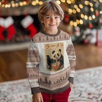 Funny Panda Eating Ramen Scrolling Phone Ugly Christmas Sweater Japanese Art Aesthetic