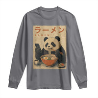 Funny Panda Eating Ramen Scrolling Phone Long Sleeve Shirt Japanese Art Aesthetic