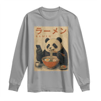 Funny Panda Eating Ramen Scrolling Phone Long Sleeve Shirt Japanese Art Aesthetic