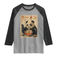 Funny Panda Eating Ramen Scrolling Phone Raglan Shirt Japanese Art Aesthetic