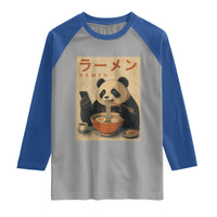 Funny Panda Eating Ramen Scrolling Phone Raglan Shirt Japanese Art Aesthetic