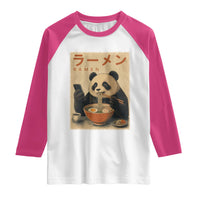 Funny Panda Eating Ramen Scrolling Phone Raglan Shirt Japanese Art Aesthetic