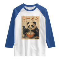 Funny Panda Eating Ramen Scrolling Phone Raglan Shirt Japanese Art Aesthetic