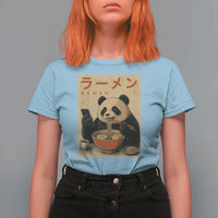 Funny Panda Eating Ramen Scrolling Phone T Shirt For Women Japanese Art Aesthetic