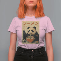 Funny Panda Eating Ramen Scrolling Phone T Shirt For Women Japanese Art Aesthetic