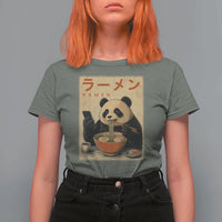 Funny Panda Eating Ramen Scrolling Phone T Shirt For Women Japanese Art Aesthetic