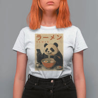 Funny Panda Eating Ramen Scrolling Phone T Shirt For Women Japanese Art Aesthetic