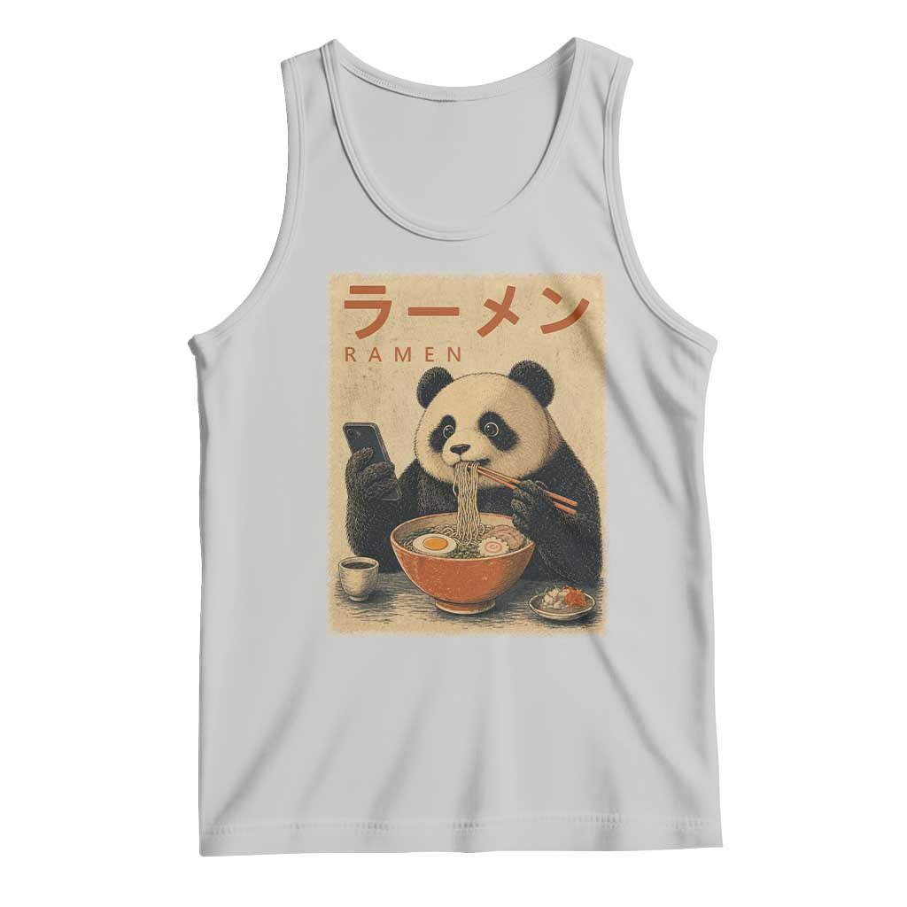 Funny Panda Eating Ramen Scrolling Phone Tank Top Japanese Art Aesthetic