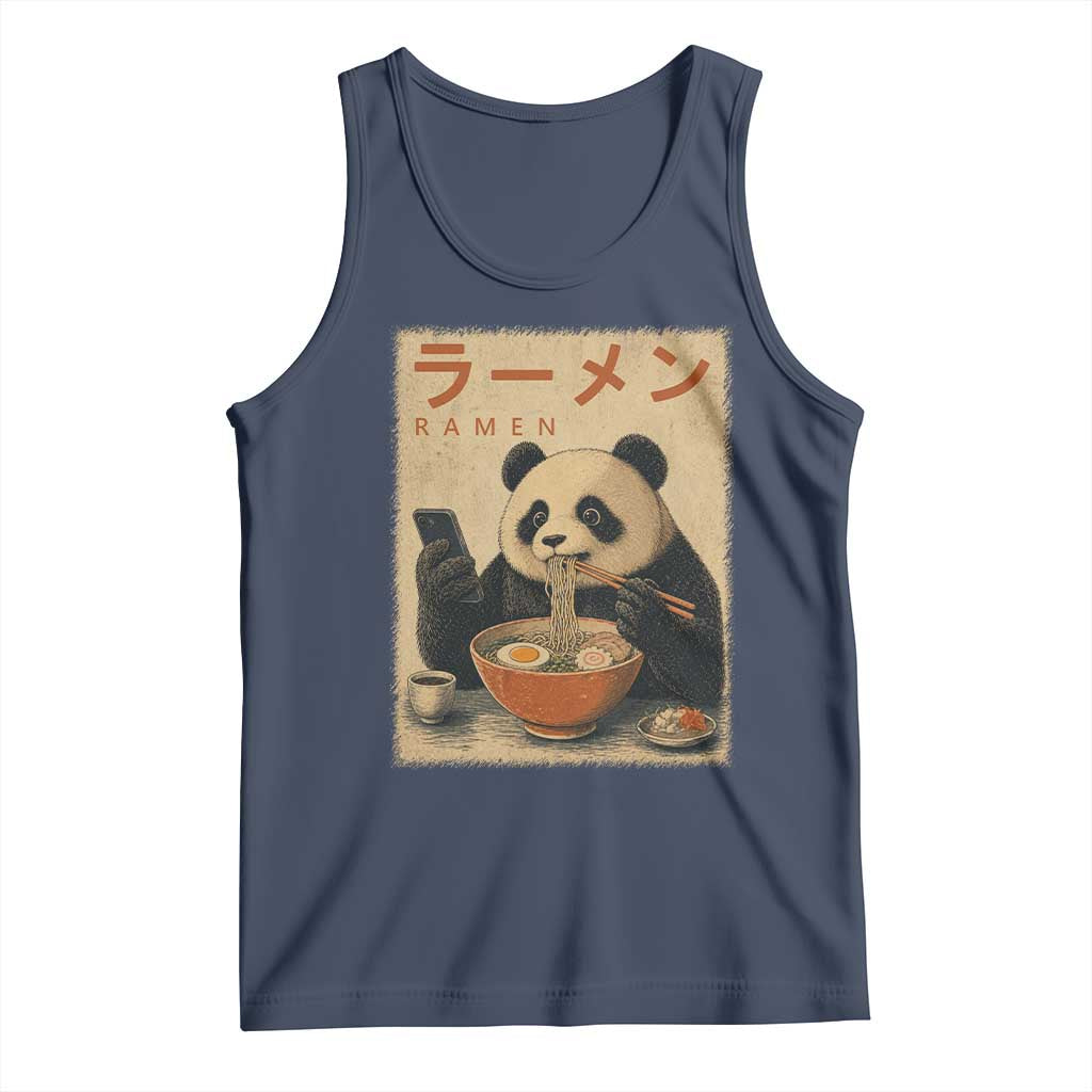 Funny Panda Eating Ramen Scrolling Phone Tank Top Japanese Art Aesthetic